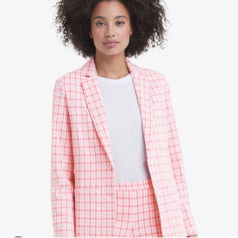 Draper James Ella Pink Plaid Houndstooth Blazer.‎